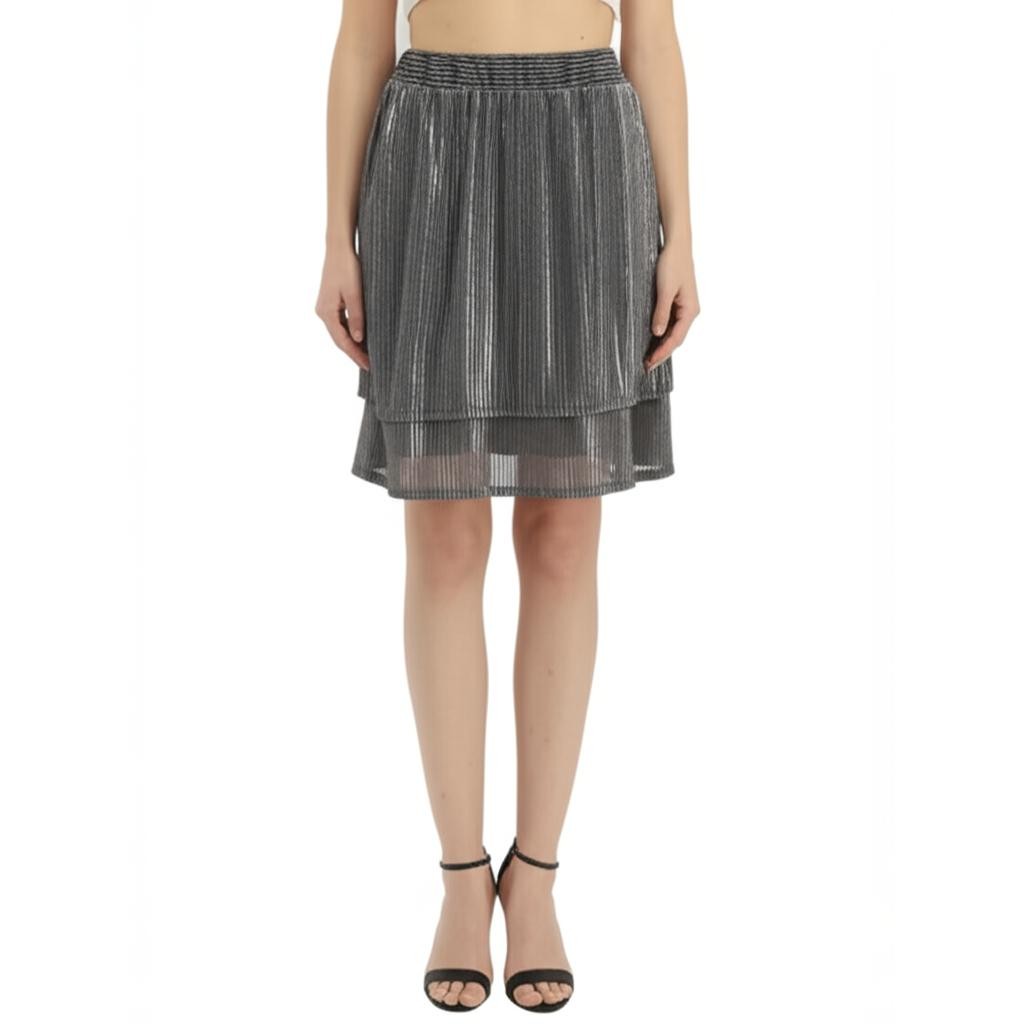 Potter’s Pot Skirt Size Large Black Metallic Pleated Layered A-Line Pull-On New Potter’s Pot Skirt Size Large Black Metallic Pleated Layered A-Line Pull-On New