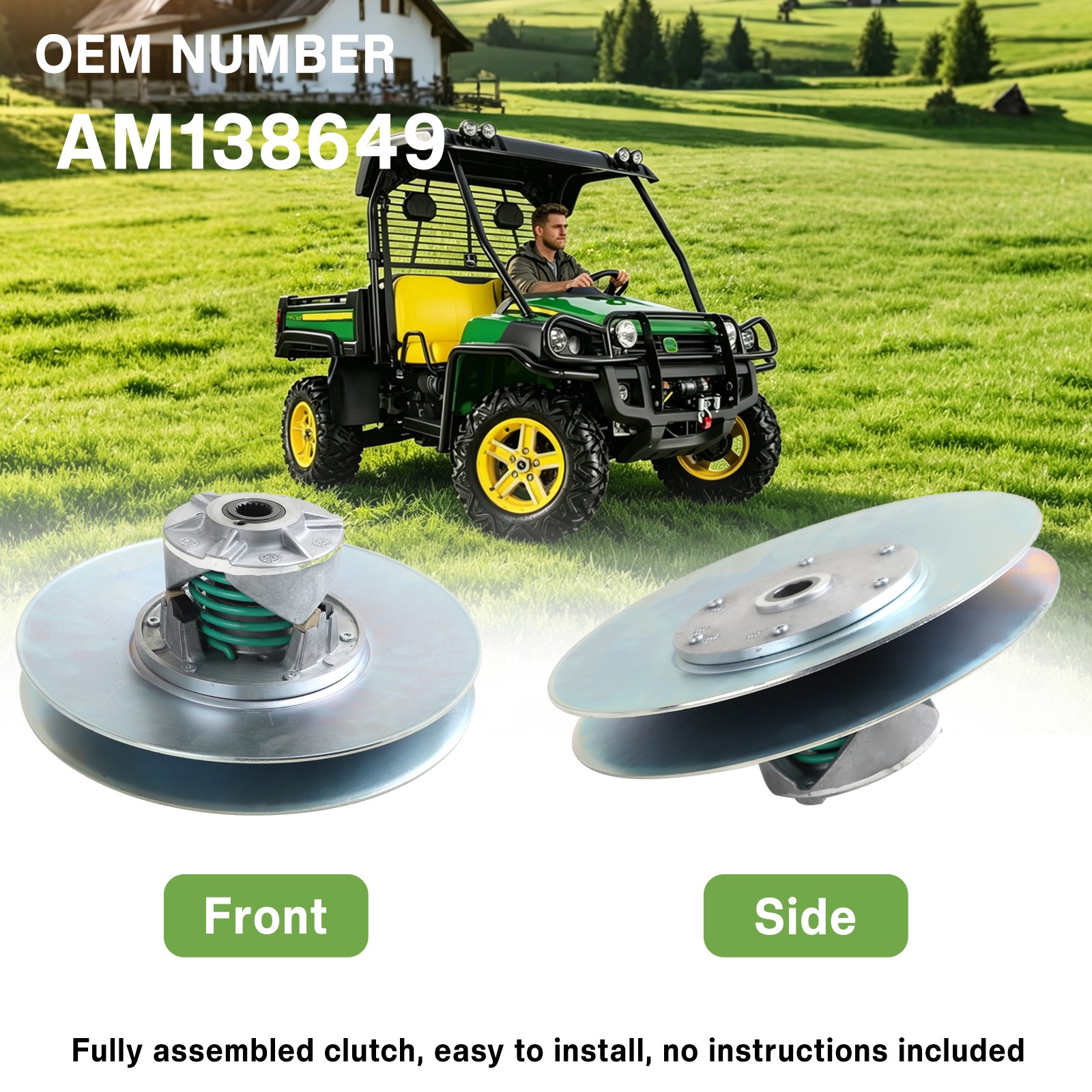 Secondary Driven Clutch #AM138649 For John Deere TH 6x4 TS 4x2 TX Gator Utility