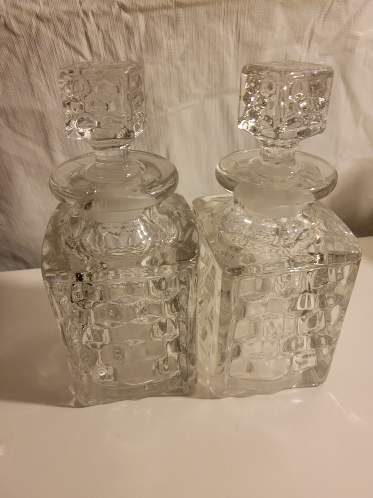 Fostoria Glass American Rye Liquor Bottle / Decanter Etched Engraved Label Fostoria Glass American Rye Liquor Bottle / Decanter Etched Engraved Label