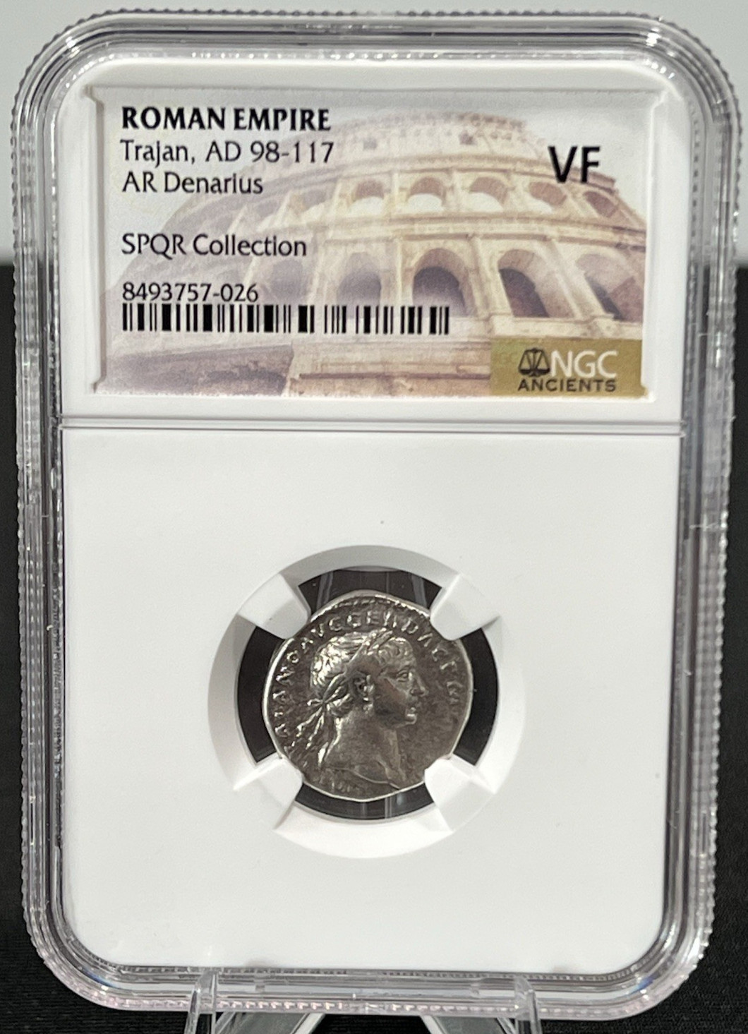 Trajan AR Denarius AD 98–117 – Roman Empire – NGC VF – SPQR Collection