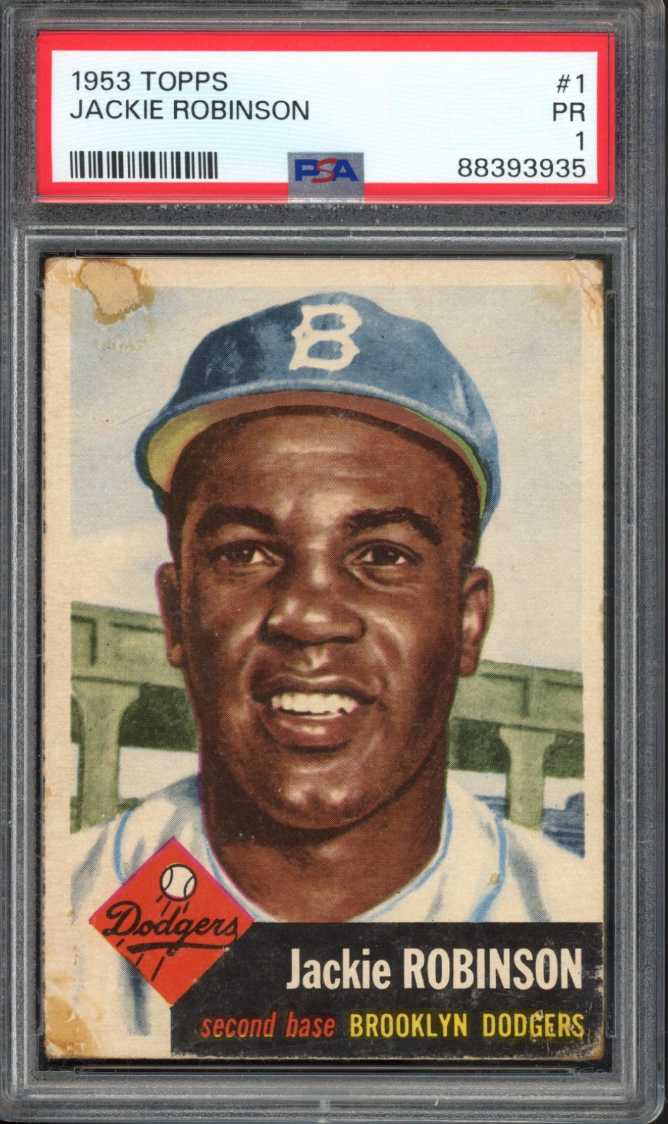 1953 Topps #1 Jackie Robinson PSA 1 Vintage HOF Baseball Card (3935) 1953 Topps #1 Jackie Robinson PSA 1 Vintage HOF Baseball Card (3935)