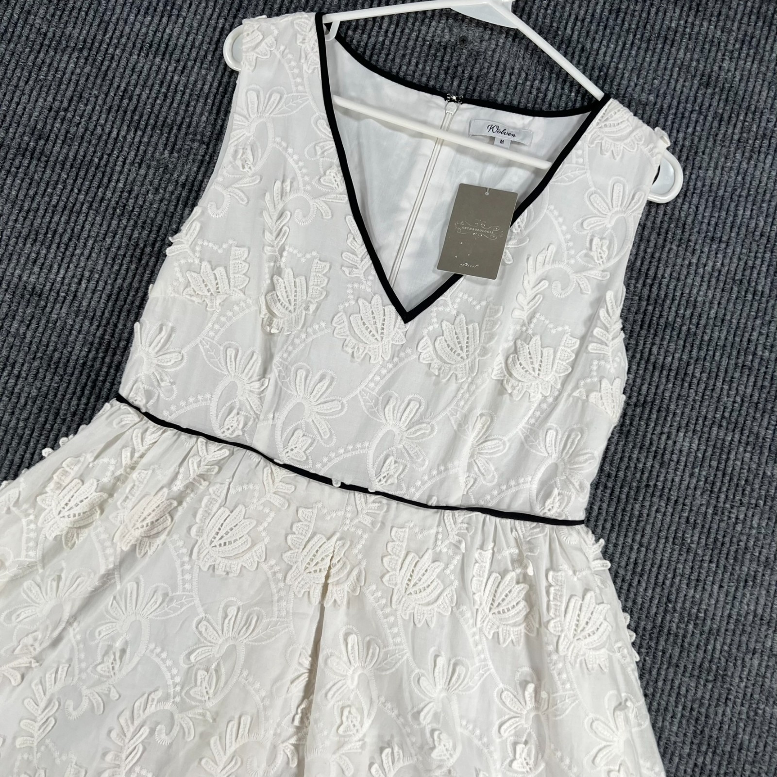 Anthropologie Wolven Dress Womens Size Medium White Tank Wedding Embroidered New