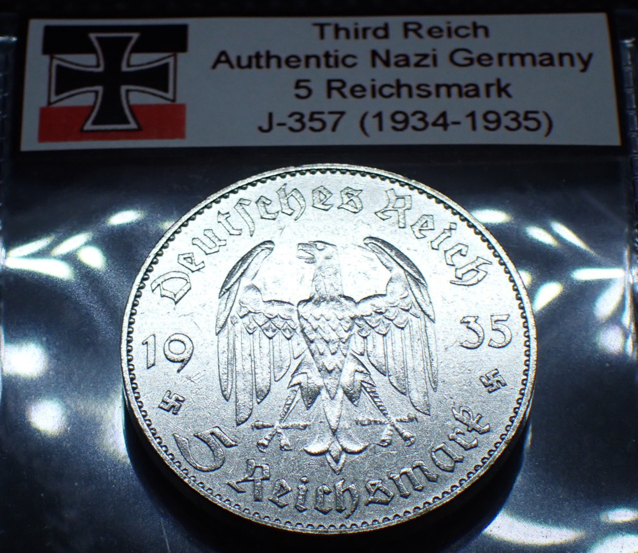 Nazi Germany Silver *1935-J* Potsdam Church Coin 5 Reichsmark Third Reich J.357