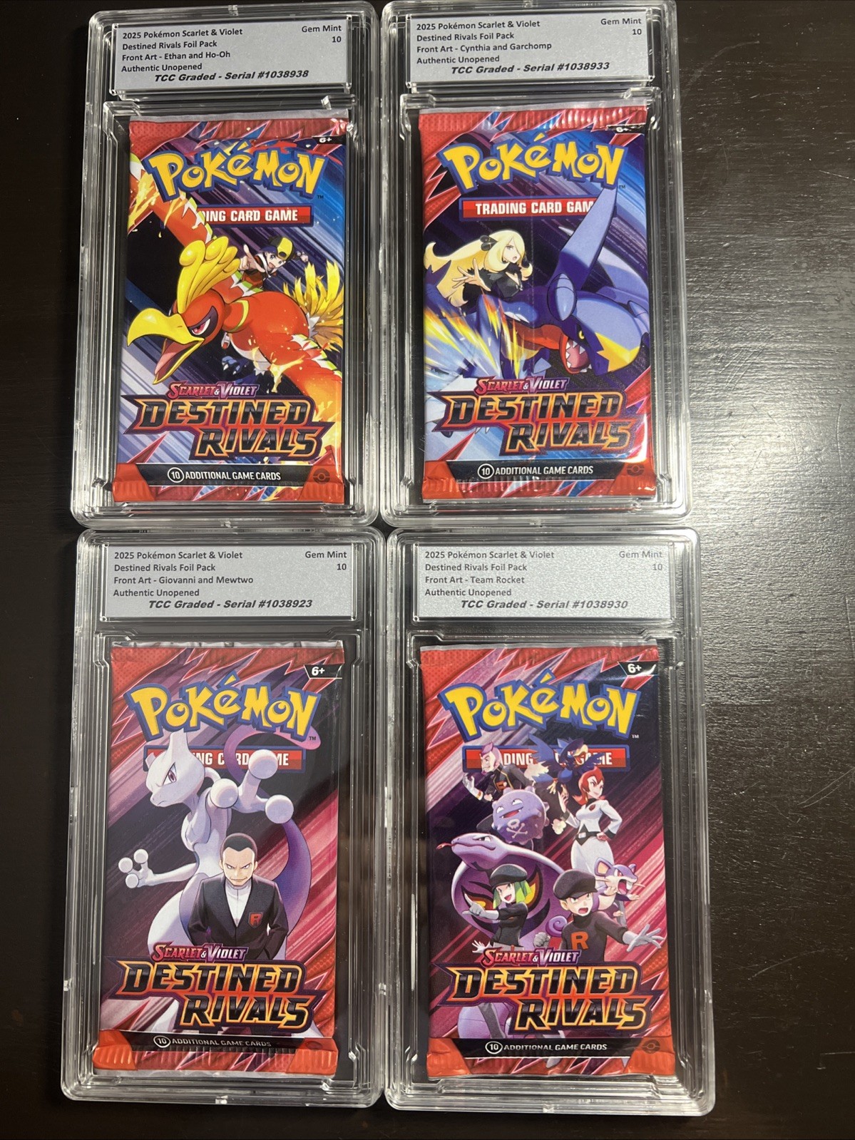 2025 Pokemon Destined Rivals Foil Pack Set of 4 1 Ea Art TCC Graded Gem Mint 10