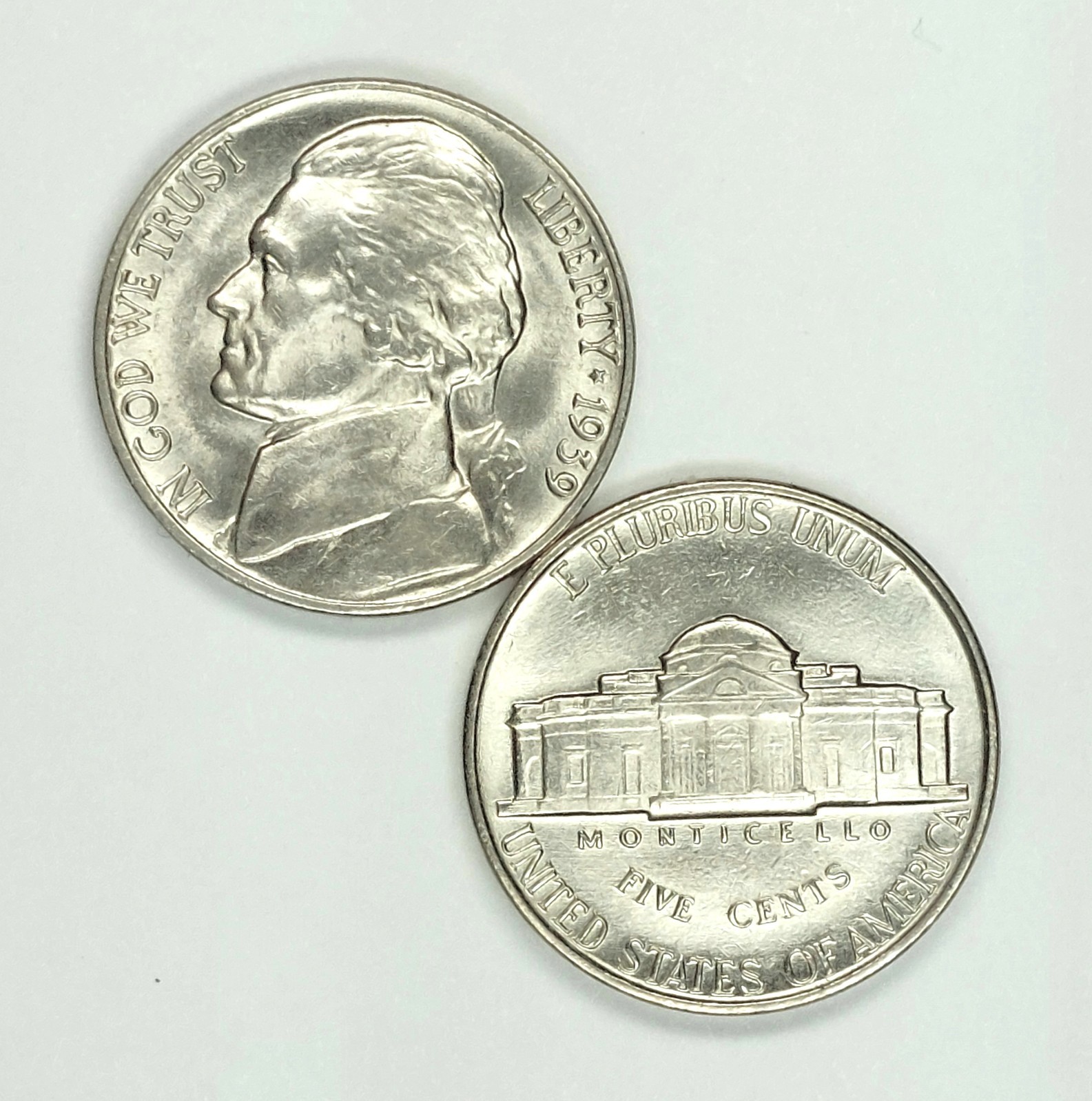 1939  UNCIRCULATED JEFFERSON NICKEL CHOICE TO GEM BU