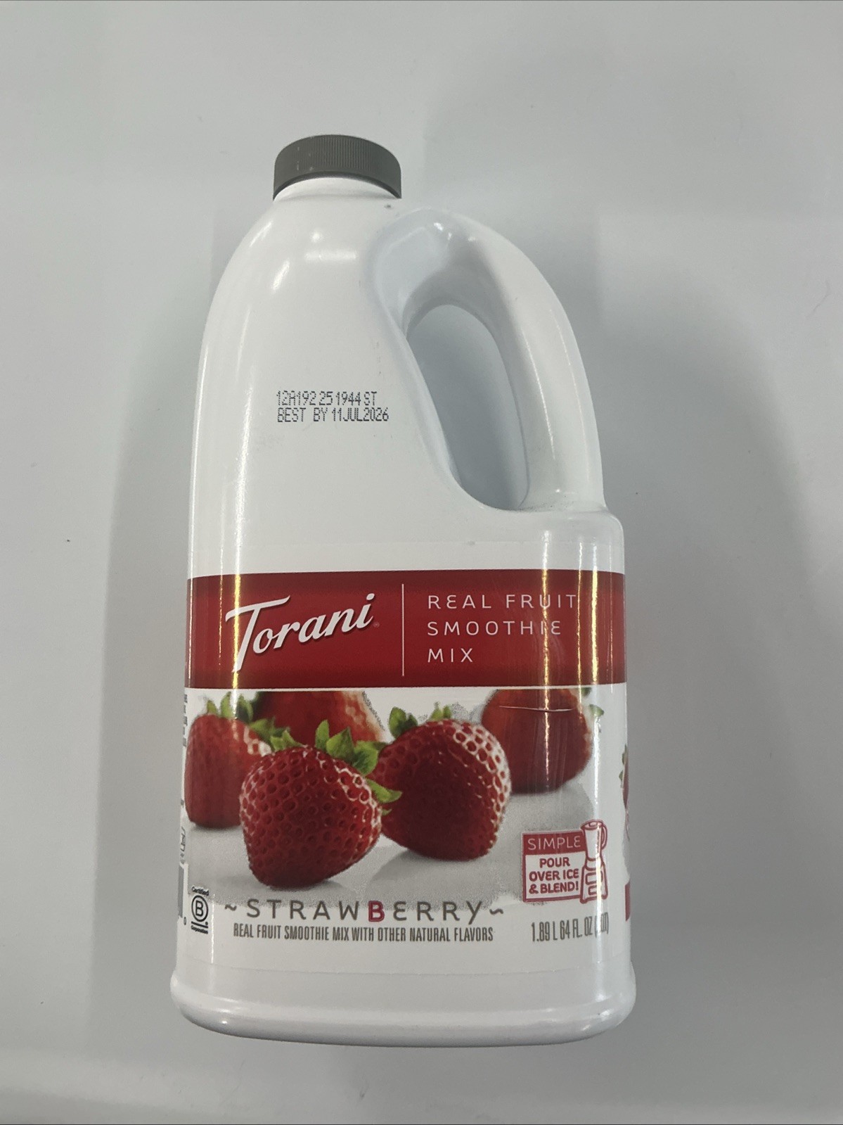 Torani Strawberry Real Fruit Smoothie Flavor Mix 64 Fl Oz Blended Drink 07/2026 Torani Strawberry Real Fruit Smoothie Flavor Mix 64 Fl Oz Blended Drink 07/2026