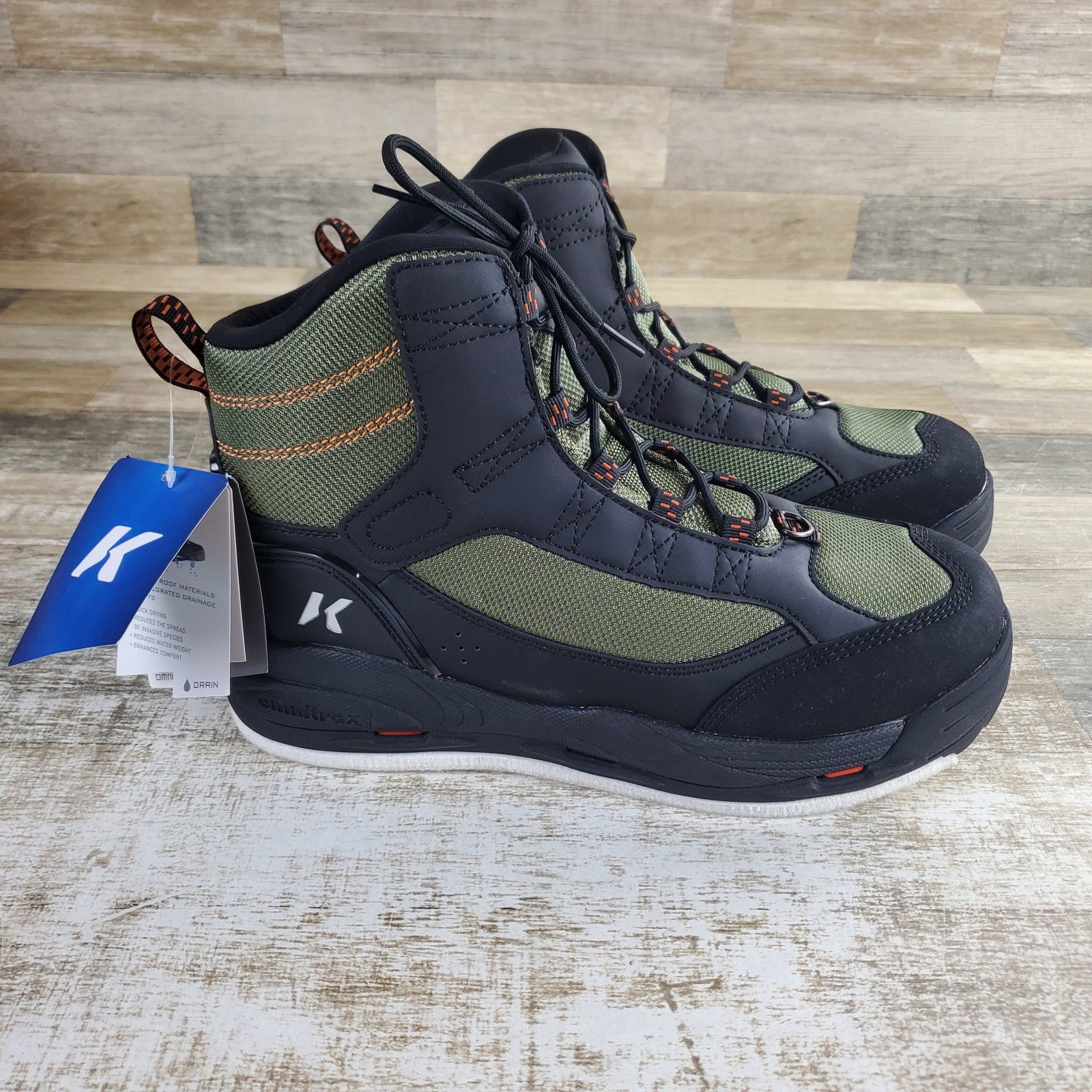 Korkers Greenback Mens Wading Boot Sz 13 Black Felt and Kling-On Sole Lace Up Korkers Greenback Mens Wading Boot Sz 13 Black Felt and Kling-On Sole Lace Up