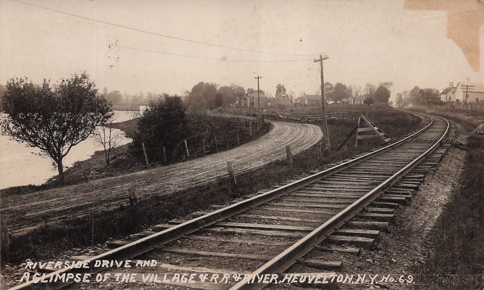 RPPC Heuvelton New York Adirondacks Railroad Train Tracks Photo Vtg Postcard 15A