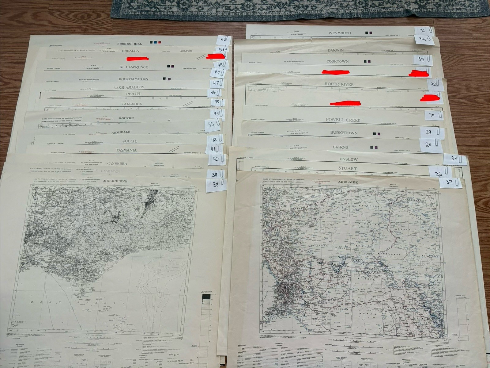 Vintage WW2 Australia Map LOT via US War/Navy Dept. 1941/1942