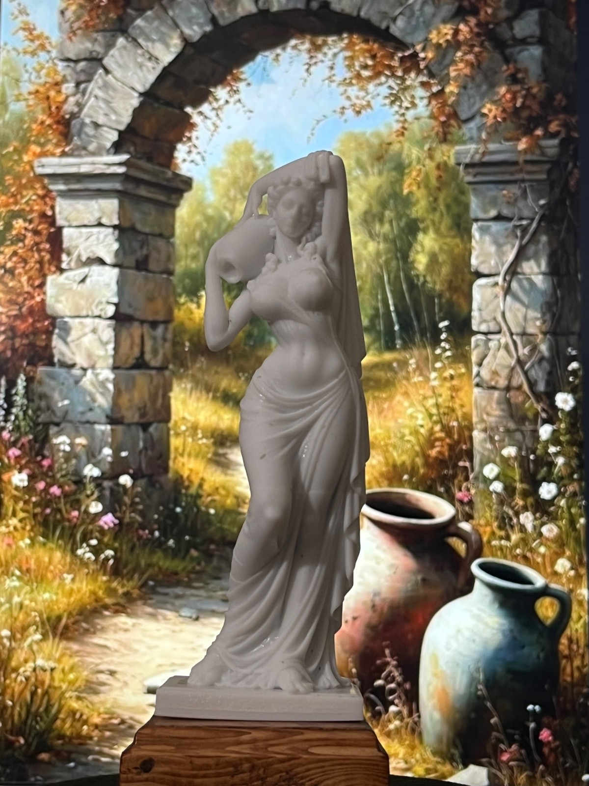 Neoclassical sculpture of a Woman carrying an Urn in an Ancient Greek Style