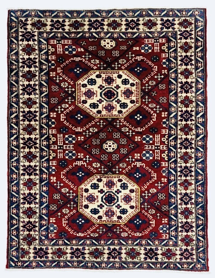 Vintage Ardebil 4x5 Antique Tribal Geometric Hand Knotted Wool Oriental Rug Boho