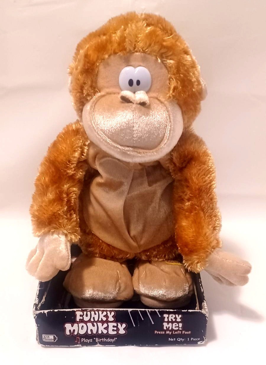 Gemmy Funky Monkey Dancing Animated Musical Plush Plays Birthday Song 1968 Works