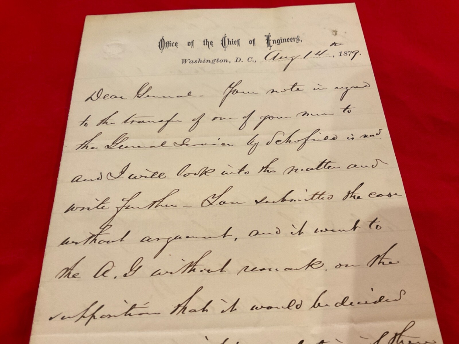1367 CIVIL WAR GEN HORATIO WRIGHT 1879 LETTER WILLETS POINT TO GE HS ABBOT