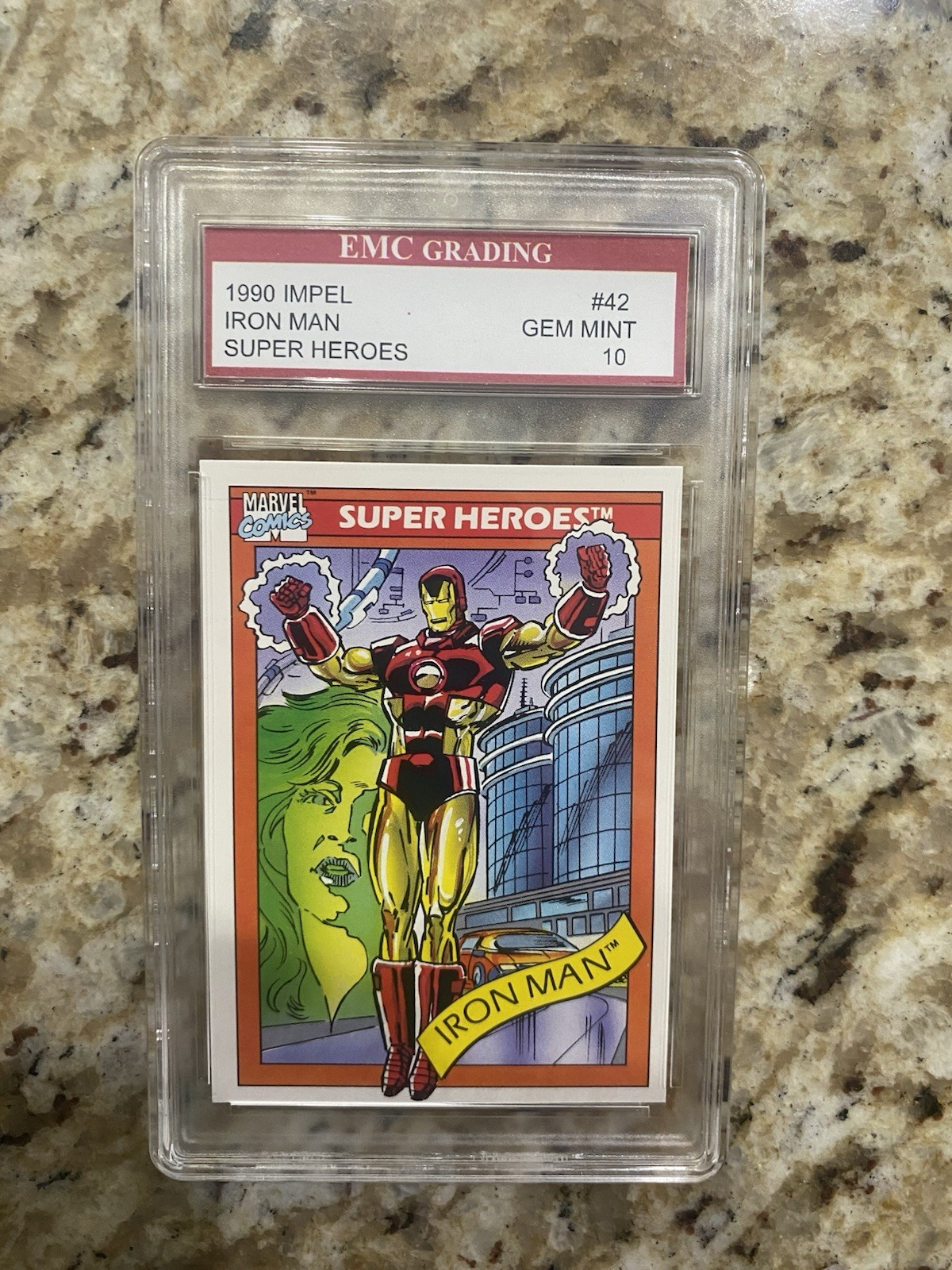 IRON MAN 1990 Impel Marvel Card #42 GRADED 10 MINT🔥 IRON MAN 1990 Impel Marvel Card #42 GRADED 10 MINT🔥