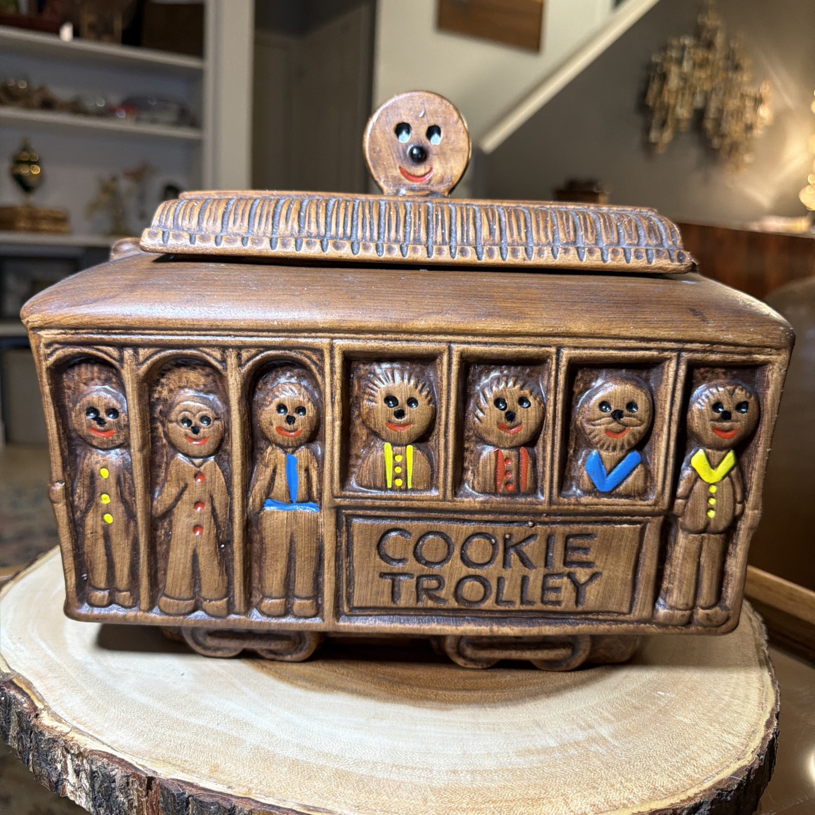 EUC VTG Treasure Craft Cookie Jar “Cookie Trolley” 1960\'s MIUSA COLLECTORS ITEM￼