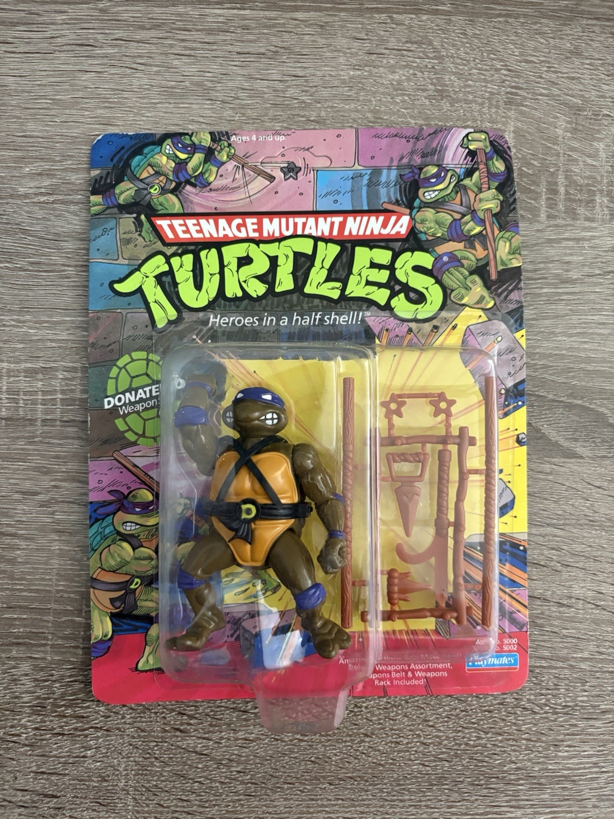 TMNT 1988 Donatello Action Figure Playmates 10-Back Unpunched