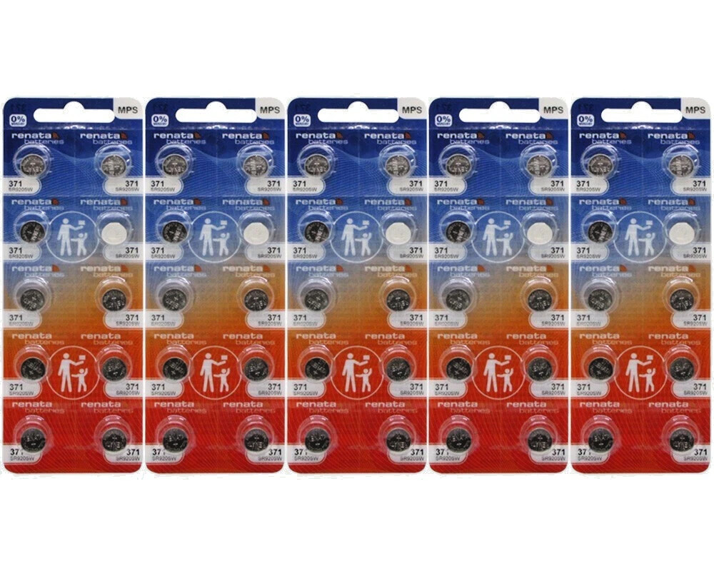 Fifty (50) Renata 371 (SR920SW) Batteries ....FREE SHIP W/TRACKING EXP. 01/29* Fifty (50) Renata 371 (SR920SW) Batteries ....FREE SHIP W/TRACKING EXP. 01/29*