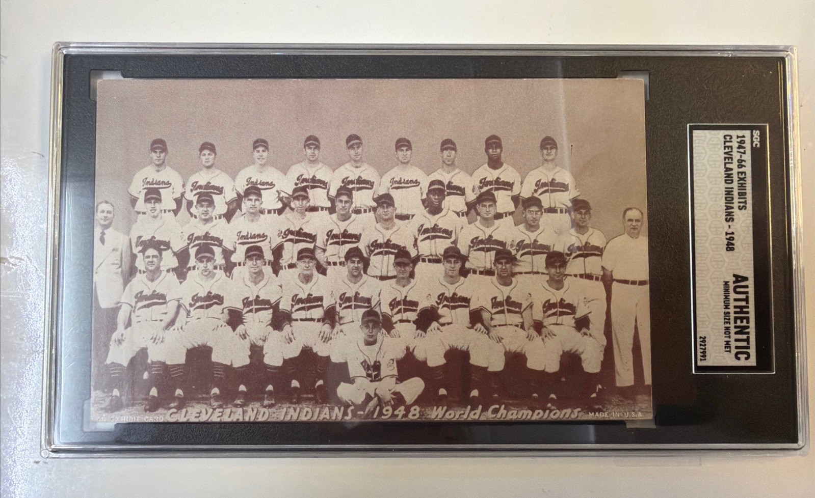 1947-66 Exhibits Cleveland Indians World Championship Team Satchel Paige SGC “A” 1947-66 Exhibits Cleveland Indians World Championship Team Satchel Paige SGC “A”