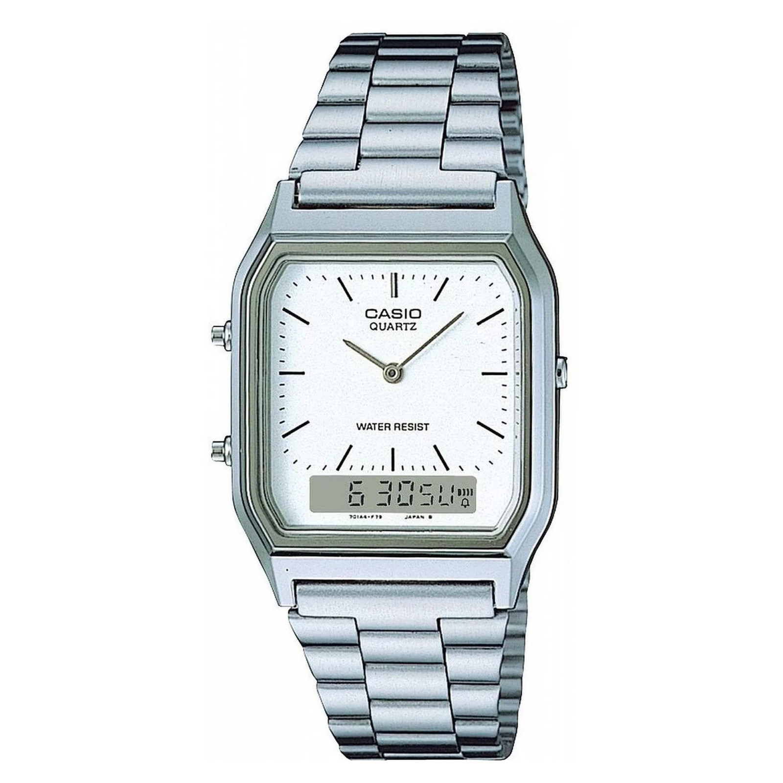 Casio AQ-230A-7DMQ Men\'s Casio Analog-Digital Stainless Steel White Dial Watch