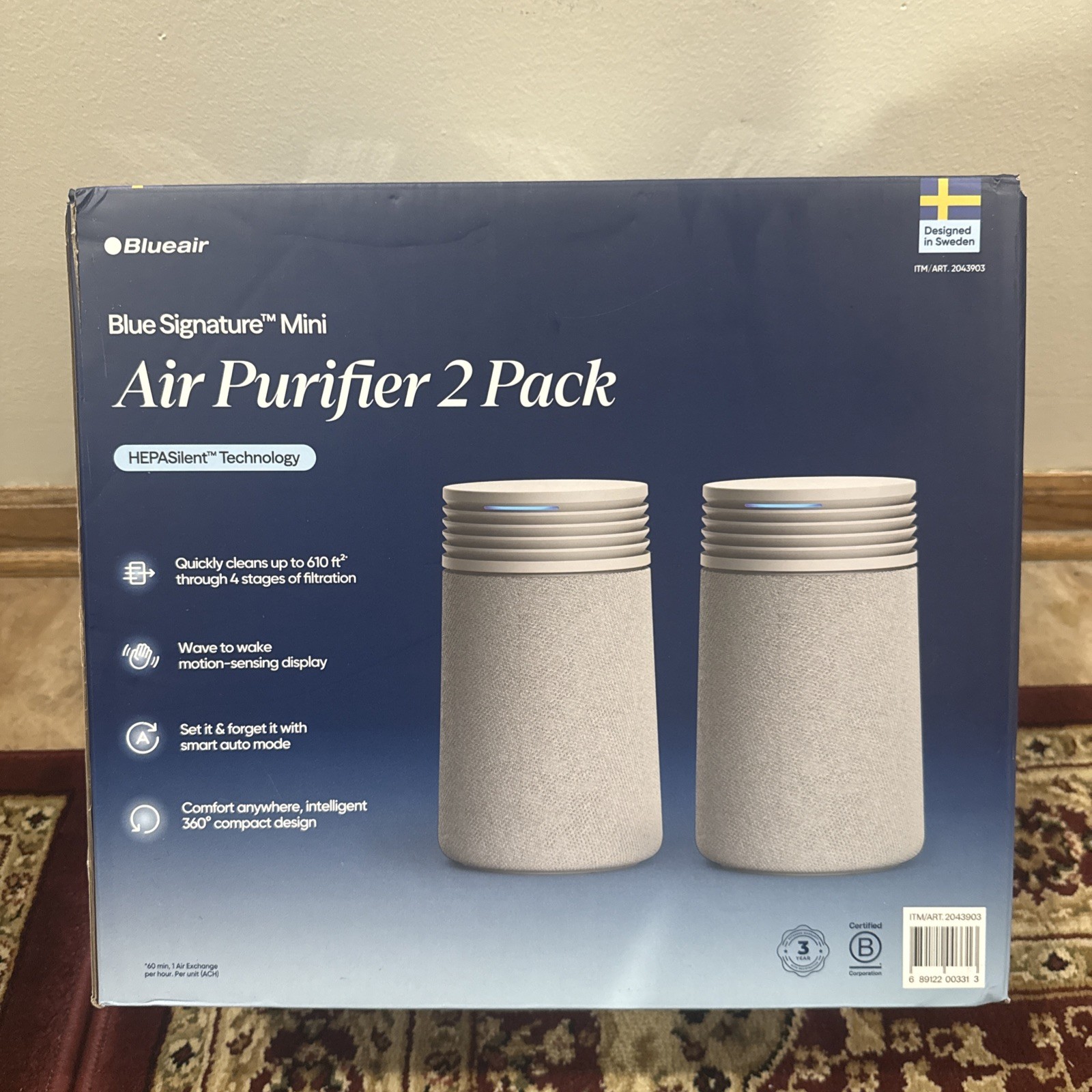 Blueair Blue Signature Mini Air Purifier 2-Pack Blue