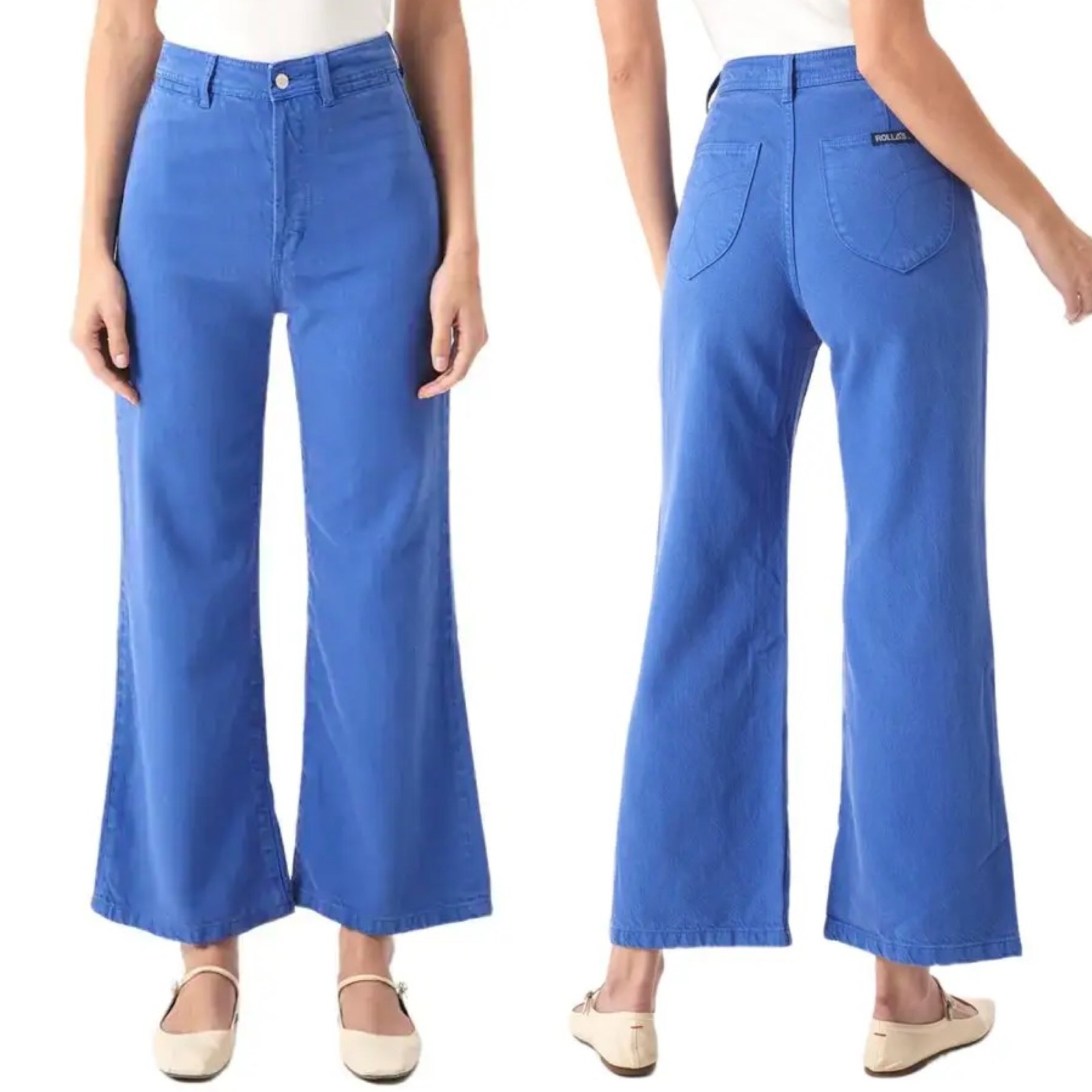 ROLLA\'S Cobalt Blue Lyocell High Rise Sailor Wide Leg Cropped Jeans Size 28