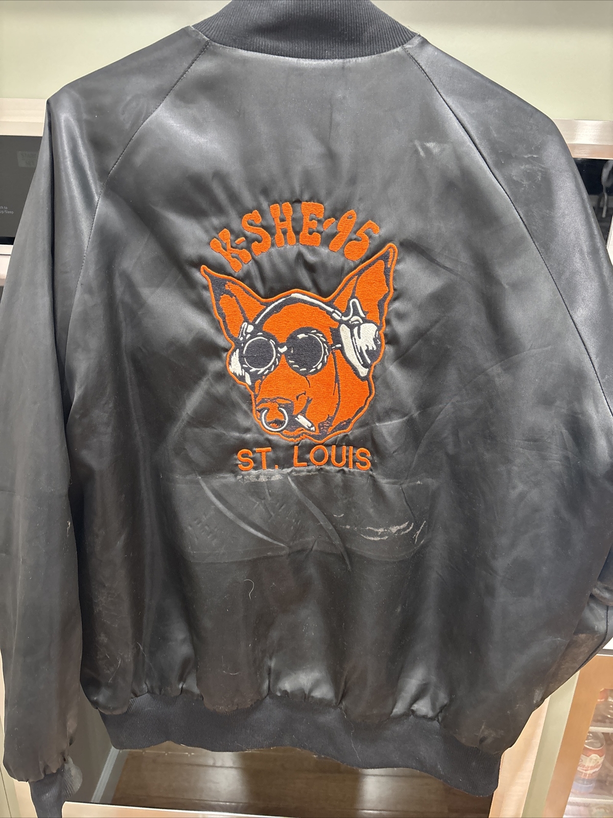 RARE Vintage KSHE 95 Real Rock Radio St Louis LG Black Nylon Jacket Sweetmeat