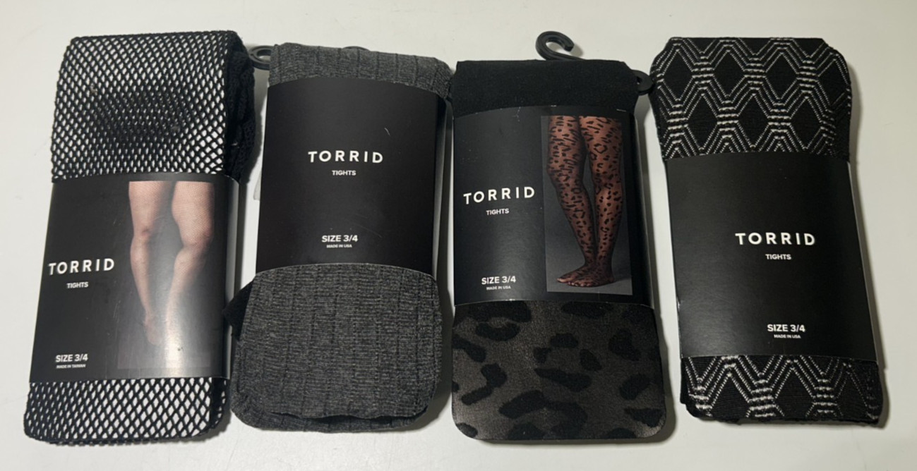 Lot of 4 Women\'s Plus Size 3/4 Tights Leopard Plaid Fishnet Ribbed NEW Lot of 4 Women\'s Plus Size 3/4 Tights Leopard Plaid Fishnet Ribbed NEW