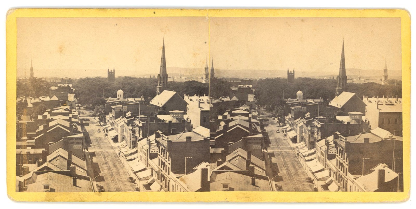CONNECTICUT STEREOVIEW - New Haven - Chapel Street - Whitney 1860s SCARCE