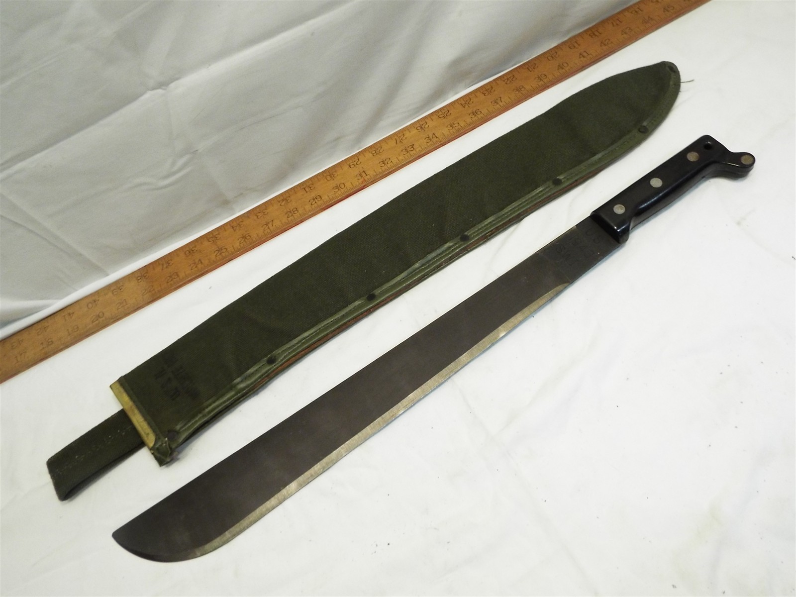 Minty Early USN Machete Jungle Knife Tool SWI 1943 Blade Sword Scabbard Sheath