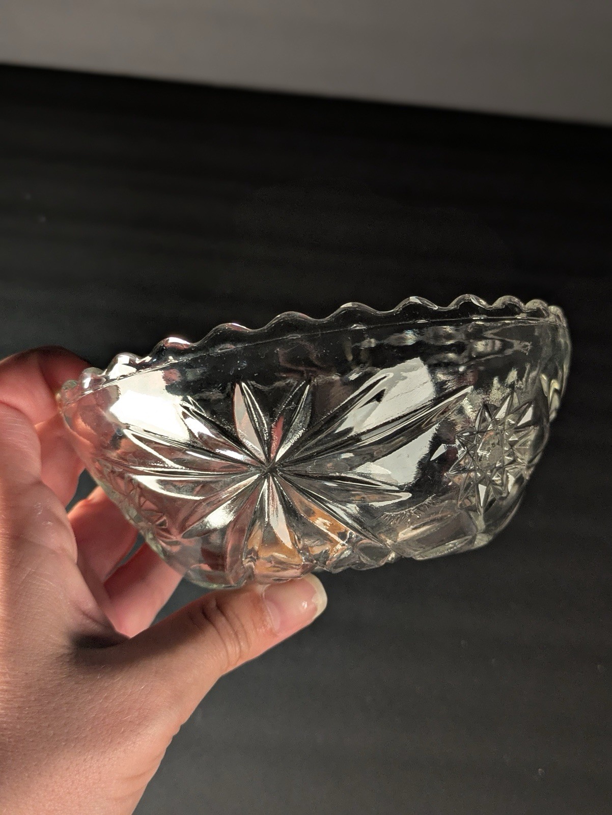 VINTAGE Anchor Hocking Early American Prescut (EAPC)  Star of David Crystal Bowl