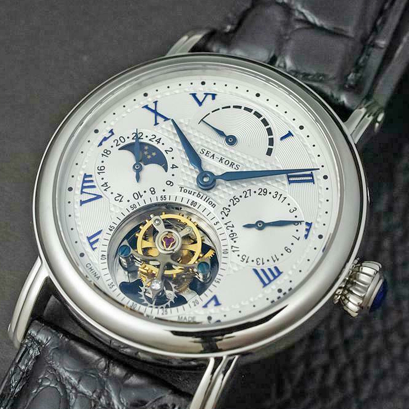 Sugess Seakors Genuine Tourbillon Seagull ST8007 Mechanical Mens Watch SE8007SW