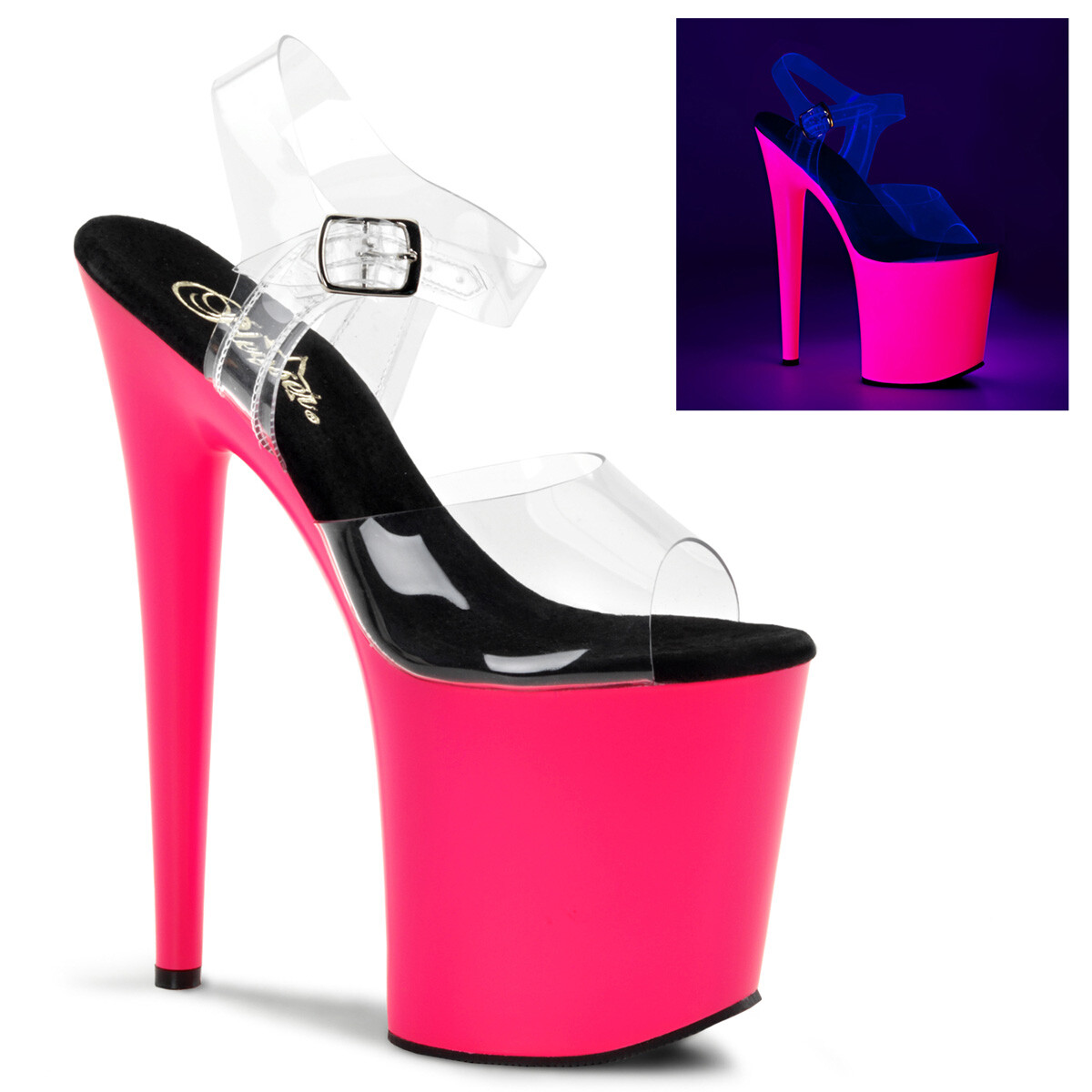 PLEASER FLAMINGO-808UV Sexy Clear/Neon Pink 8\