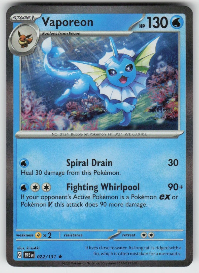 PO-02 Holo Vaporeon 022/131 Rare SV: Prismatic Evolutions