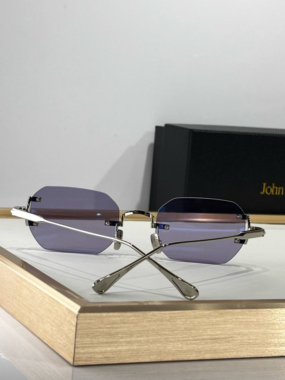 John Dalia AMARU Sunglasses Purple Blue Lens Gold Frame 52-18-145