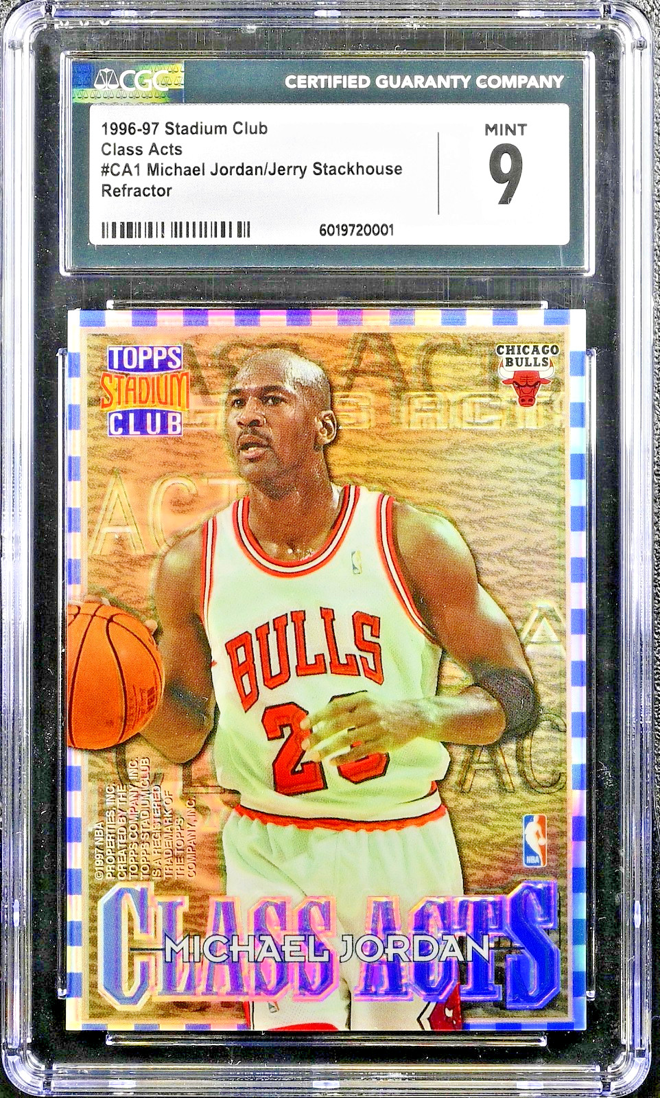 🔥 1996 Stadium Club Class Acts Refractor 🔥 Michael Jordan & Stackhouse CGC 9