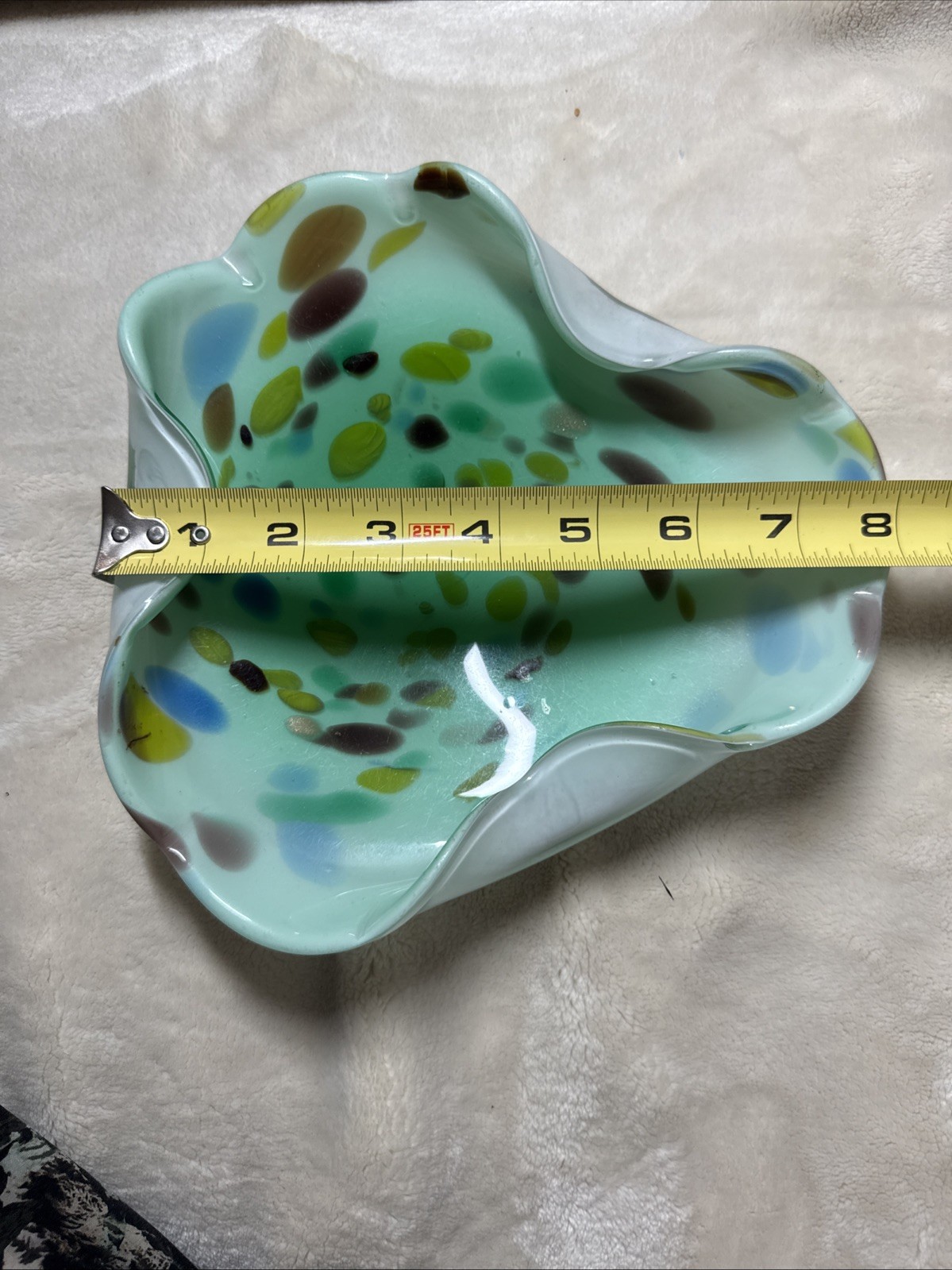Vintage  Bowl  Cased Glass Confetti Bowl Tutti Frutti Italian Murano  