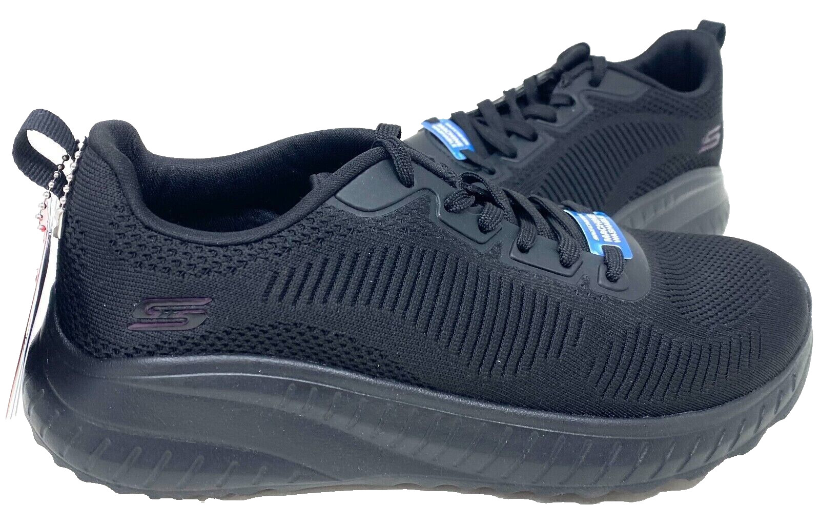 Skechers Women\'s Bobs Sport Lace Up Athletic Walking Shoes Black Size:7.5 81X