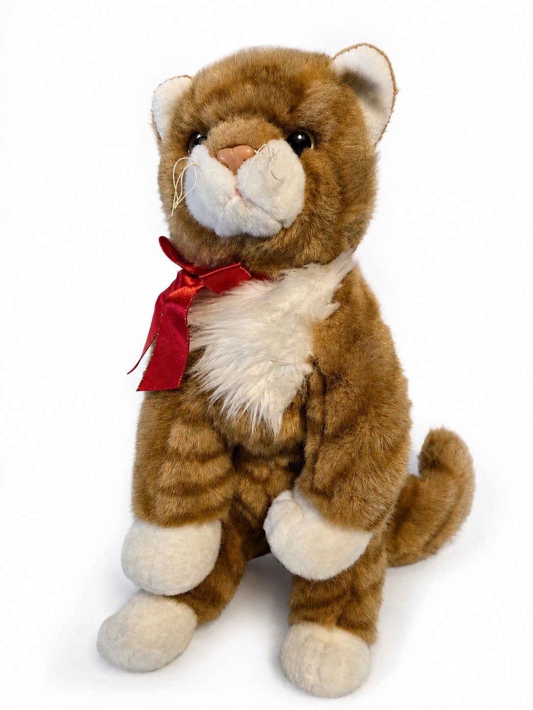 TY Classics Kitty Cat Plush 2002 Orange Tabby Red Bow 11\