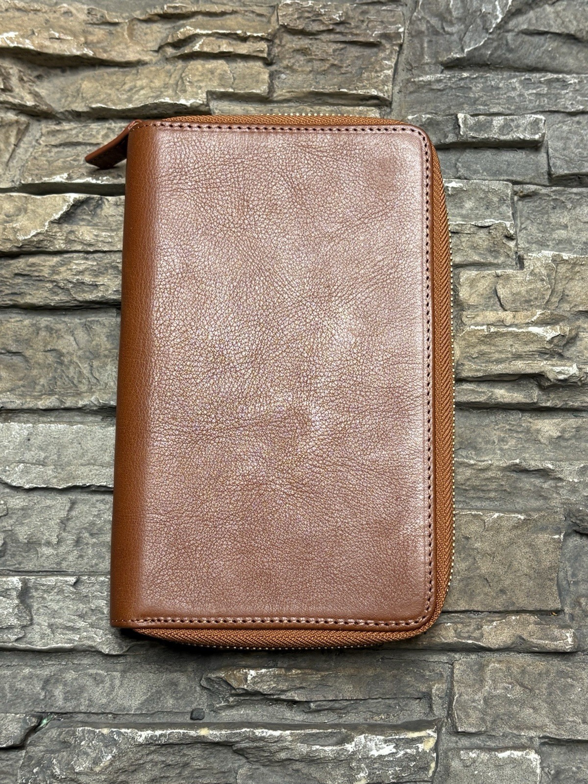 Moterm Leather Planner Cover Zip Around Brown Chestnut