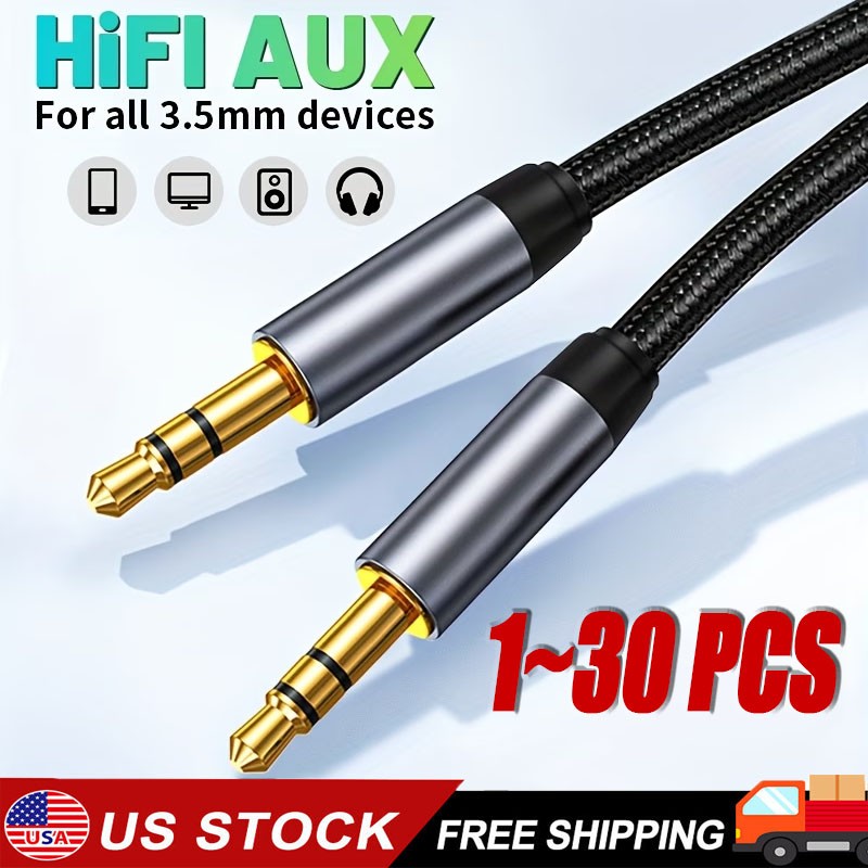 6FT 3.5mm AUX Audio Nylon Braided Cord Cable PC iPod Car Phone headphone lot 6FT 3.5mm AUX Audio Nylon Braided Cord Cable PC iPod Car Phone headphone lot