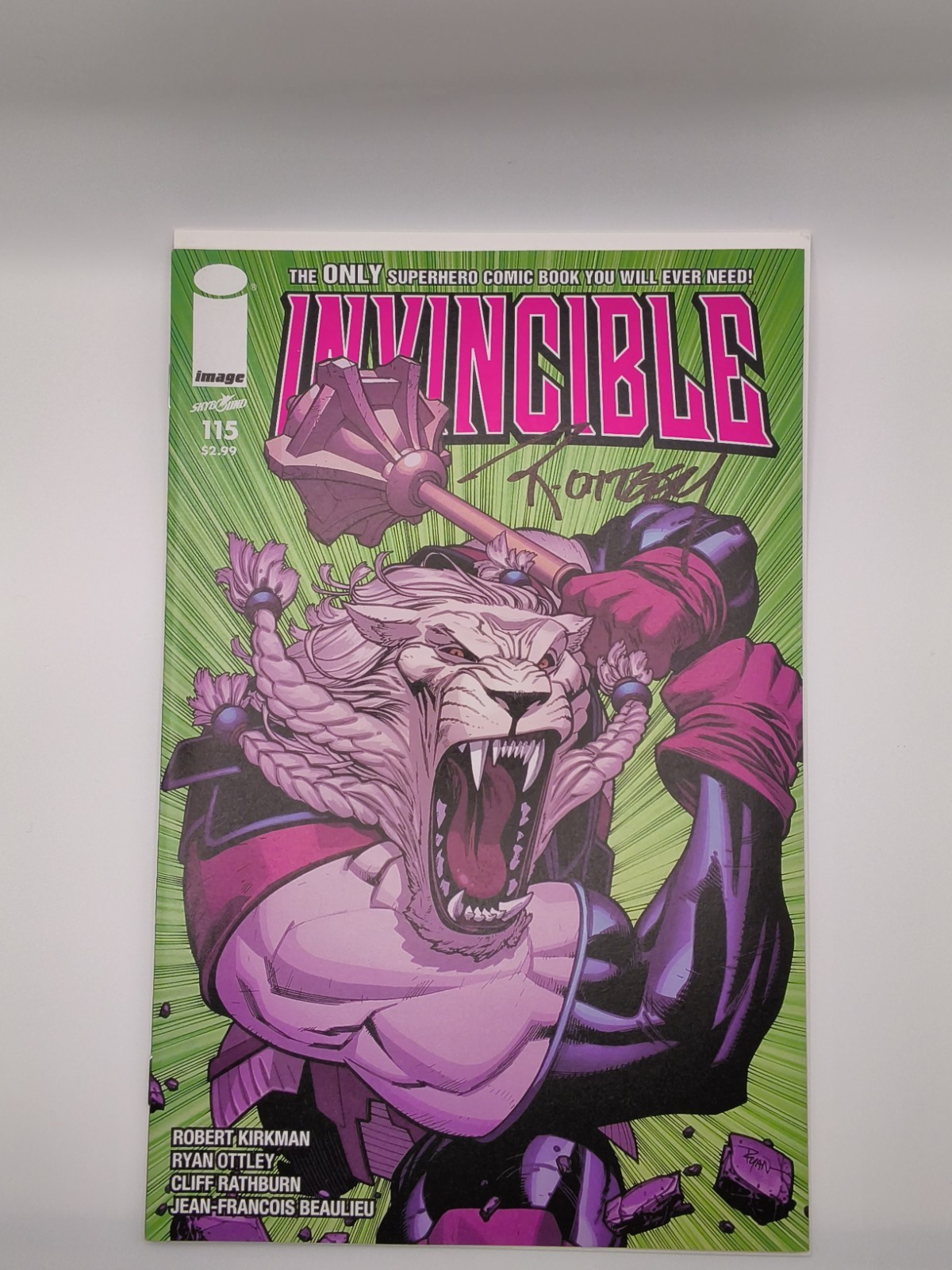 Invincible #115 Ryan Ottley Cover Signed w/COA 1st Cover Appearance Battle Beast Invincible #115 Ryan Ottley Cover Signed w/COA 1st Cover Appearance Battle Beast