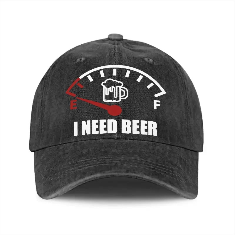 Funny I NEED BEER Baseball Cap Retro Washed Beer Lover Gift Adjustable Trucker