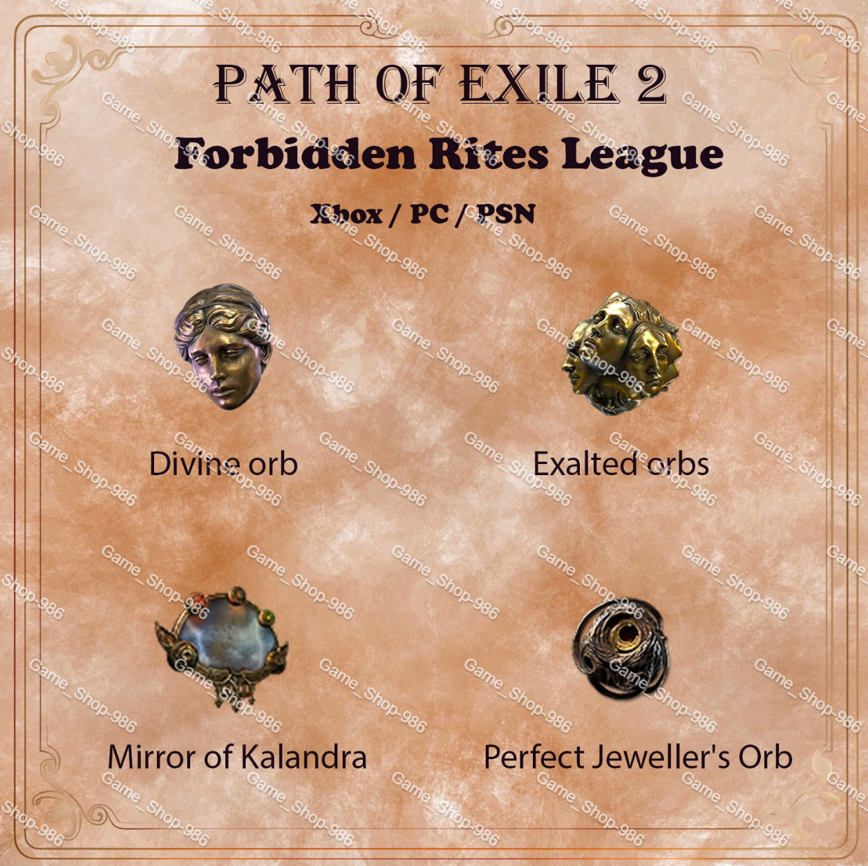 Path of Exile 2 Forbidden Rites League Divine Orb Mirror of Kalandra POE 2