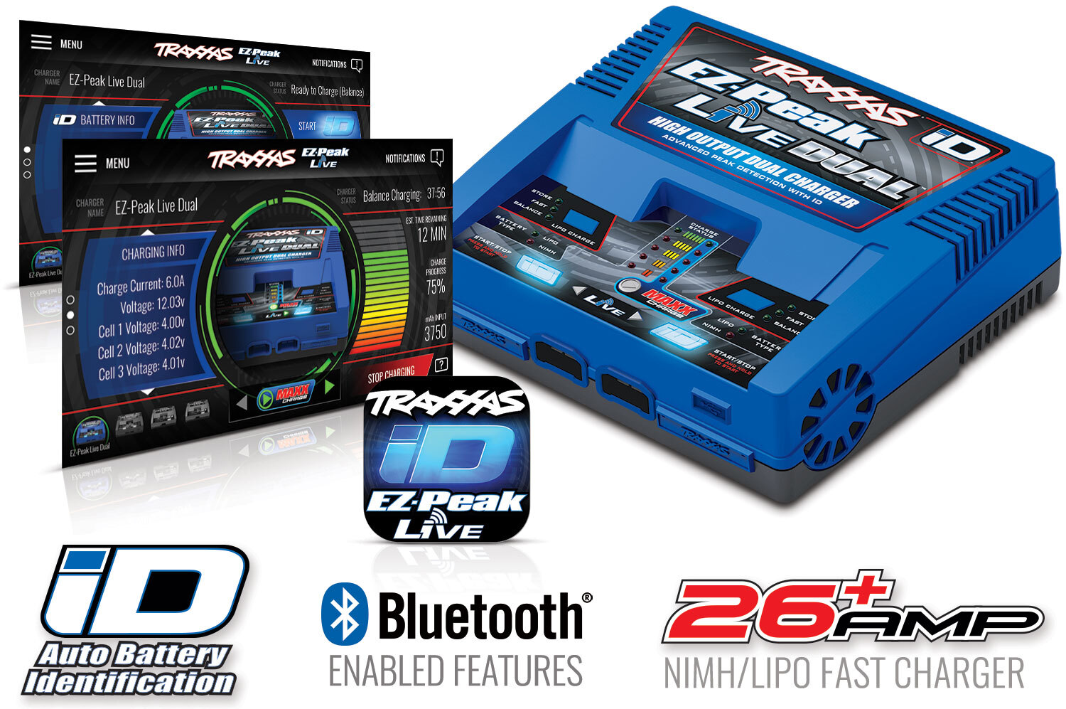 Traxxas 2973 EZ-Peak Live Dual Multi AC NiMH/LiPo Battery Bluetooth Charger