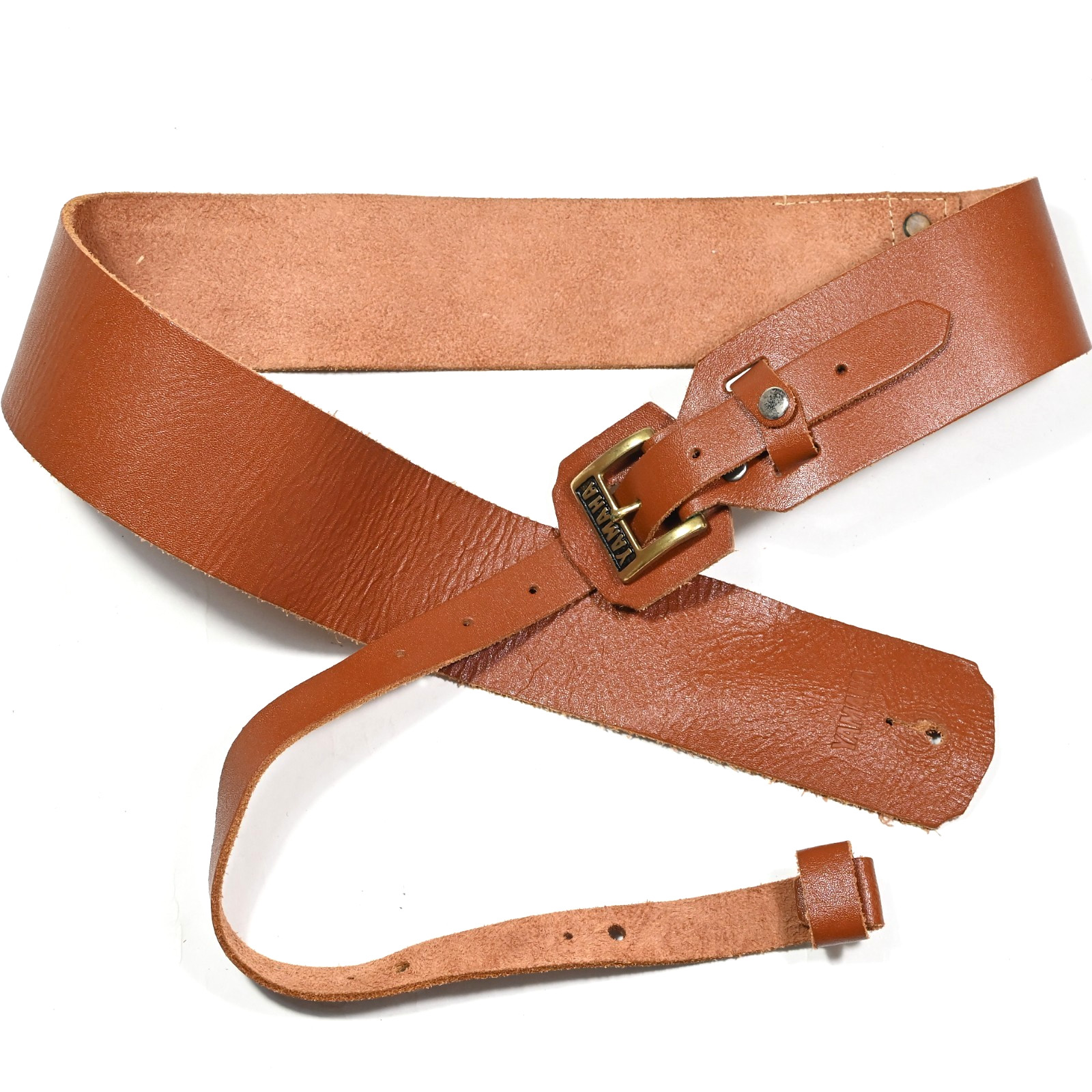 Vintage YAMAHA NIPPON GAKKI Leather Guitar Strap 1970s Japan, Wide, Brass Buckle
