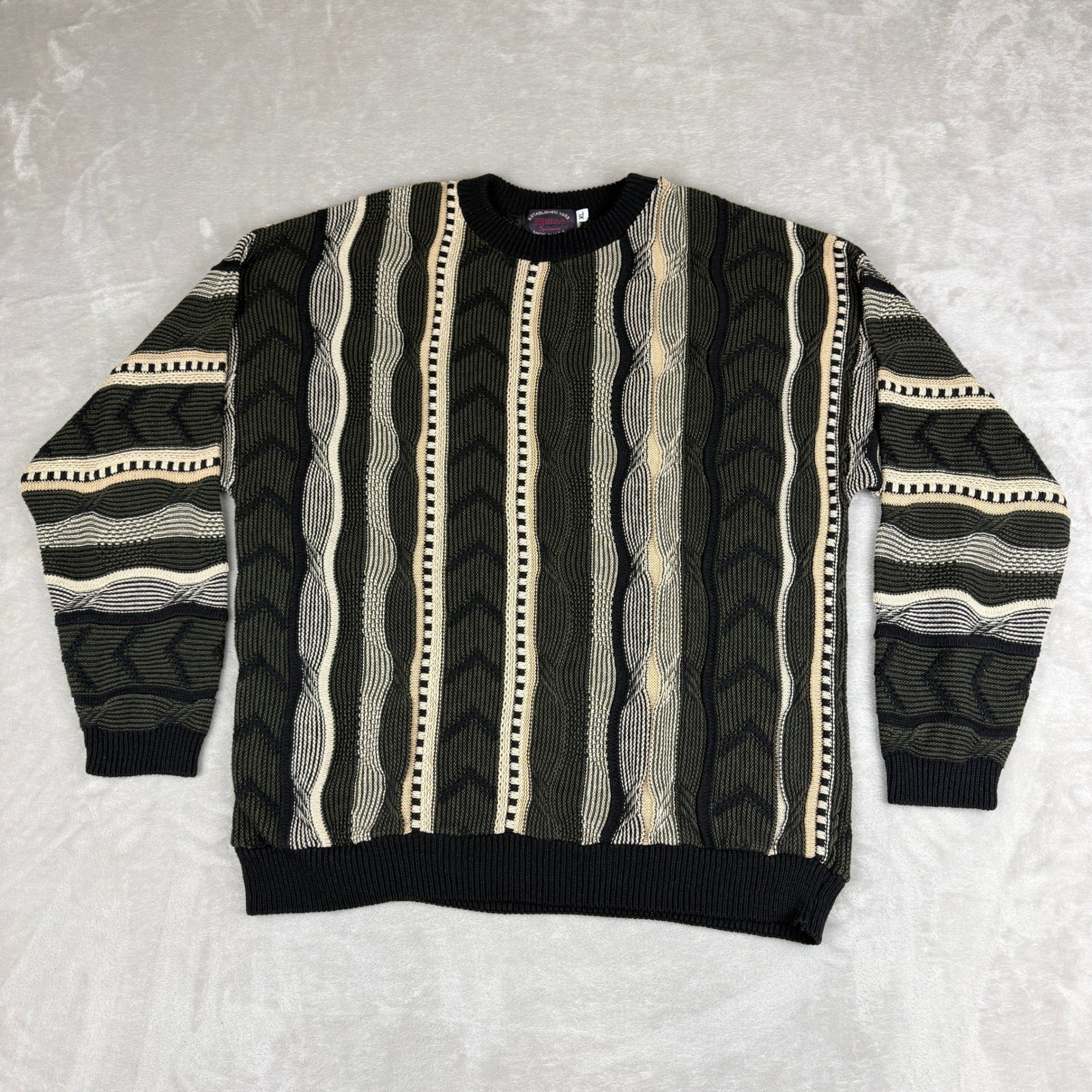 VTG Milford Sportswear Coogi Style Sweater Mens XL 3D Textured Biggie USA EUC