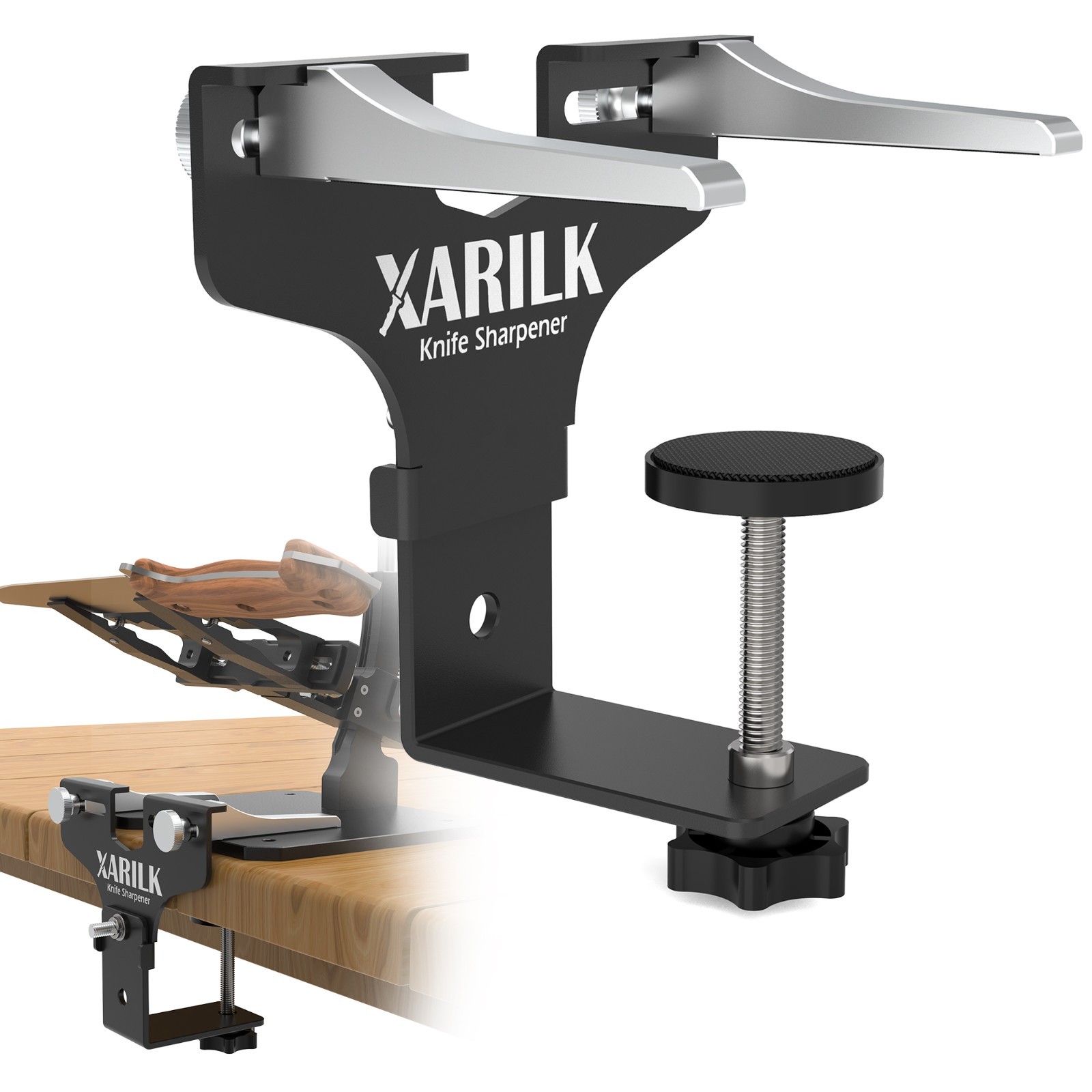 XARILK Upgraded Aluminum Knife Sharpener Securing Clip, Adjustable Width 2-5.1\