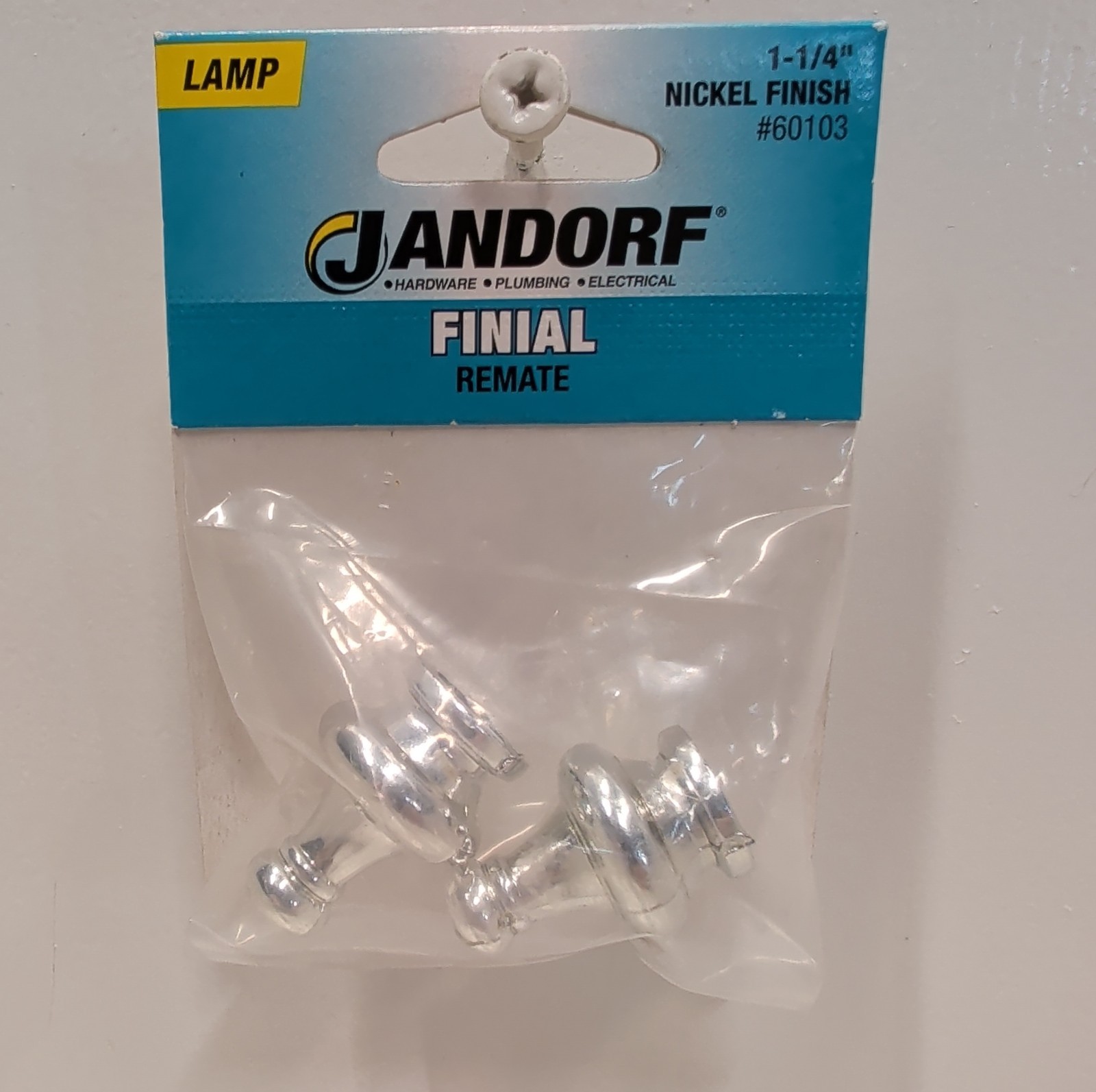 Jandorf 60103 Nickel Flair Pyramid Lamp Finial Pair Decorative 1‑1/4\