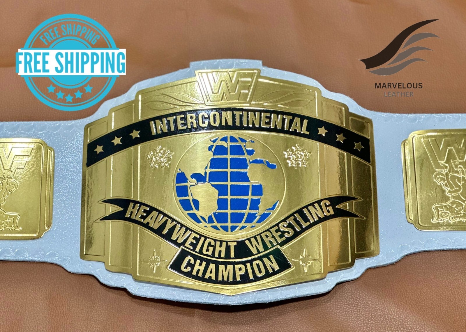 Intercontinental Heavyweight Championship Wrestling Replica Belt White 2MM Brass