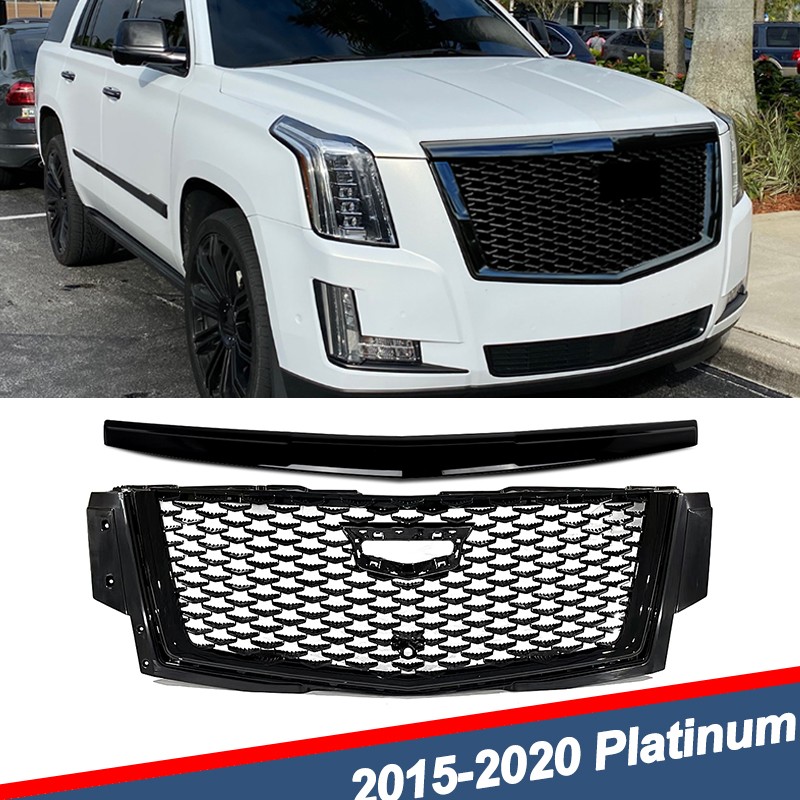 2025 Style Front Grille Hood Molding For Cadillac Escalade 2015-2020 Gloss Black